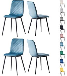 Jídelní židle - Designová židle - Sametová židle - židle - Pohodlná židle - Sada 4 kusů - Kovové nohy