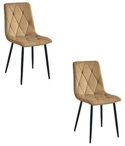 Židle – Leobert – Libra – hnědý samet/černé nohy – 44 × 54,5 × 87 cm – sada 2 ks