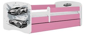 Kocot kids Dětská postel Babydreams závodní auto růžová, varianta 70x140, bez šuplíků, bez matrace