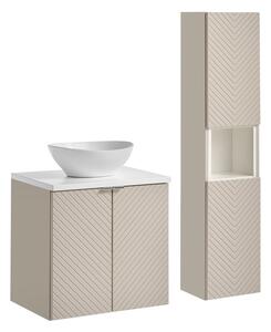Comad Koupelnová sestava Viva Cashmere s deskou, umyvadlem a skříňkami 60 cm kašmírová/bílá