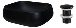 Comad Sada keramického umyvadla na desku a výpusti Nika 45 cm černá
