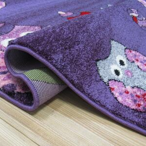 Makro Abra Dětský kusový koberec Bella 01 Sovičky fialový Rozměr: 160x220 cm