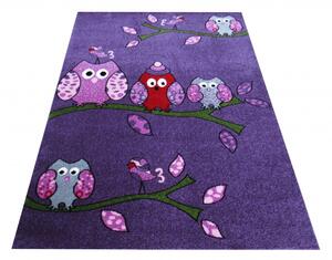 Makro Abra Dětský kusový koberec Bella 01 Sovičky fialový Rozměr: 400x500 cm