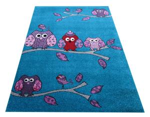 Makro Abra Dětský kusový koberec Bella 01 Sovičky modrý Rozměr: 100x200 cm