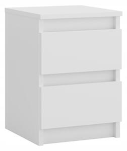 Noční stolek bílý matný se 2 zásuvkami, skandinávský styl