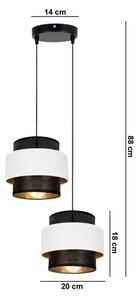 Lustr na lanku NESS 2xE27/60W/230V pr. 30 cm černá/bílá