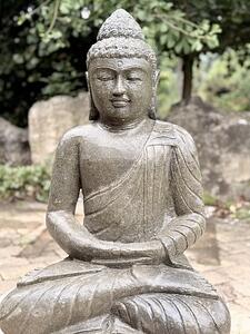 Kamenný Buddha 80 cm z bazanitu s lesklou úpravou