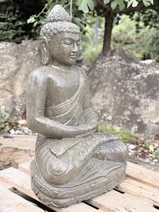 Kamenný Buddha 80 cm z bazanitu s lesklou úpravou