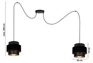 Lustr na lanku NESS 2xE27/60W/230V pavouk černá