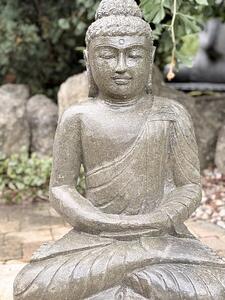 Kamenný Buddha 80 cm z bazanitu s lesklou úpravou
