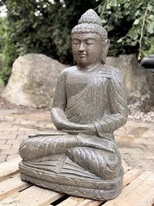 Kamenný Buddha 80 cm z bazanitu s lesklou úpravou