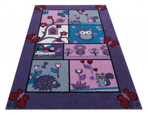 Makro Abra Dětský kusový koberec Bella 04 Zvířátka fialový Rozměr: 100x200 cm
