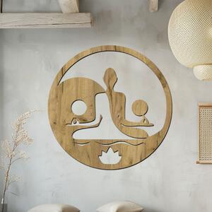 Dřevo života | Dřevěná dekorace na zeď YING YANG YOGA Zvolte barvu dekoru: Dub zlatý | Rozměry Ø (cm): 95
