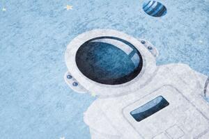 Makro Abra Dětský kusový koberec vhodný k praní BAMBINO 2697 Kosmonaut Vesmír Raketa protiskluzový modrý Rozměr: 80x150 cm