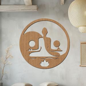 Dřevěná dekorace na zeď YING YANG YOGA Zvolte barvu dekoru: Horský dub | Rozměry Ø (cm): 40