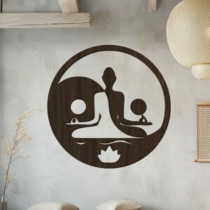 Dřevo života | Dřevěná dekorace na zeď YING YANG YOGA Zvolte barvu dekoru: Wenge | Rozměry Ø (cm): 95