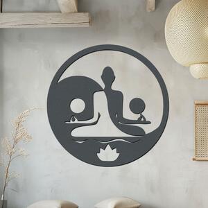 Dřevo života | Dřevěná dekorace na zeď YING YANG YOGA Zvolte barvu dekoru: Antracitová | Rozměry Ø (cm): 40