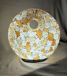 Stolní lampa bílá -zlatá, DONAT, ruční práce, mozaika