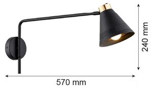 Argon 8009 - Nástěnná lampa AVALONE 1xE27/15W/230V 57 cm černá/zlatá
