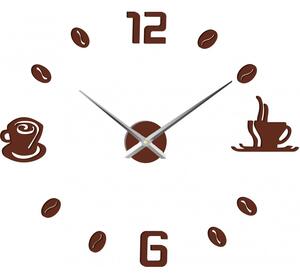 Styles Velké nástěnné hodiny nalepovací COFFE PLEXI P023 hnědé