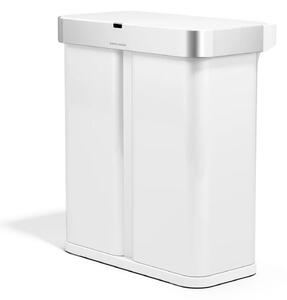 Simplehuman bezdotykový odpadkový koš DUAL SENSOR, 58 L (34/24), hlasové ovládání, bílý