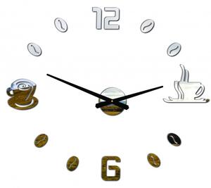 Styles Velké nástěnné hodiny nalepovací COFFE PLEXI P023 hnědé