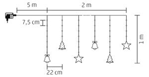 LED venkovní řetěz 186xLED 7m IP44 studená bílá