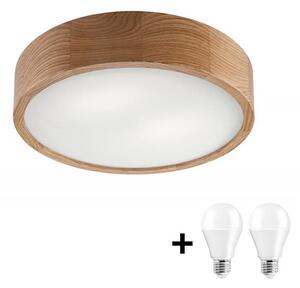 LED Stropní svítidlo OAK 2xE27/10W/230V dub pr. 37 cm