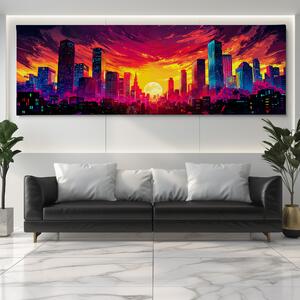 Obraz na plátně - Moderní město s mrakodrapy Neocity FeelHappy.cz Velikost obrazu: 240 x 80 cm