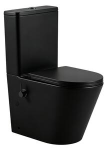 Erga Tina, WC kombi mísa 620x365x820 mm, Rimless + funkce bidetu + toaletní sedátko, černá matná, ERG-V03-TINA-RIM-BID-BK