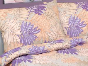 BELLATEX Povlečení bavlna na dvoudeku Kapradí fialová 200x220, 2ks 70x90 cm (200 cm šířka x 220 cm délka prodloužená)