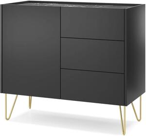 Piaski Komoda Harmony Va KSZ 97 cm černá/černý mramor