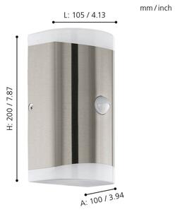 Eglo 75544-LED Venkovní nástěnné svítidlo se senzorem CARPINERA 2xGU10/4,6W/230V
