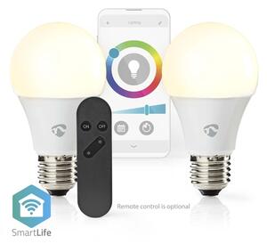 Nedis WIFILRC20E27 - SADA 2xLED RGBW Stmívatelná žárovka E27/9W Wi-Fi 2700-6500K