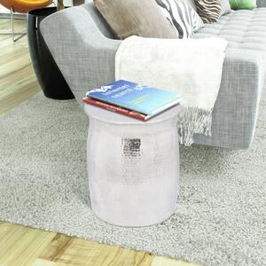 Tepaná hliníková stolička / odkládací stolek stříbrná