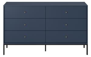 Piaski Komoda Mono II 154 cm se zásuvkami modrá/černá