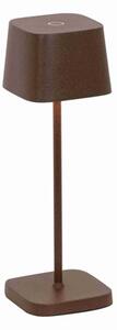 Zafferano Stolní venkovní LED lampička Ofelia Micro table, Zafferano, výška 20 cm x 6,7 cm, x 6,7 cm, hliník tmavě mahagonová (painted rust) vč.nabíječky