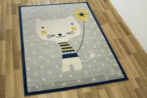Makro Abra Dětský kusový koberec Emily Kids 2345A Kočička šedý / modrý Rozměr: 140x190 cm