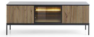 Moderní tv stolek SONNY 154 LED, černá / dub votan