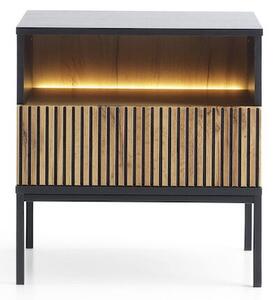 Moderní noční stolek SONNY 54 LED, černá / dub votan