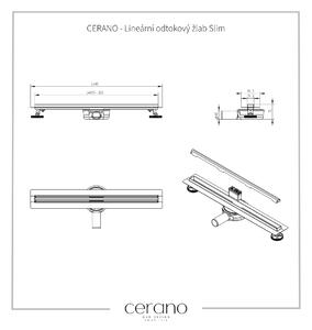 Cerano, Lineární odtokový žlab Slim 70 cm s otočným sifonem o 360°, chromová, CER-CER-414851