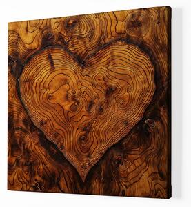 Obraz na plátně - Srdce s letokruhy, dřevo styl FeelHappy.cz Velikost obrazu: 120 x 120 cm