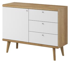 Piaski Komoda Primo 107 cm s šuplíky dub Riviéra/bílá