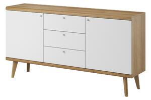 Piaski Komoda Primo 160 cm s šuplíky dub Riviéra/bílá