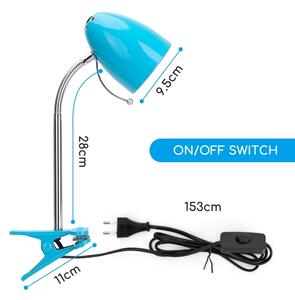 Aigostar - Stolní lampa s klipem 1xE27/11W/230V modrá/chrom