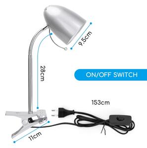 Aigostar - Stolní lampa s klipem 1xE27/11W/230V stříbrná/chrom
