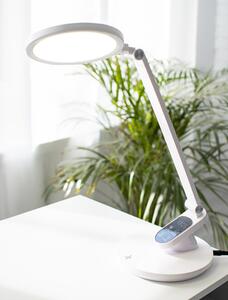Bílá kancelářská stolní LED lampa s displejem ARTIS