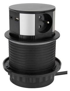 Solight PP100USBC-B - Zásuvkový sloupek pro desku stolu 3x230V + 2xUSB černá