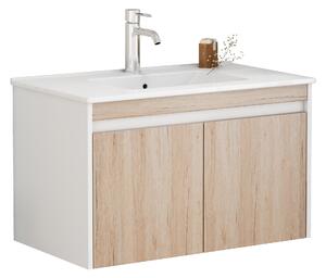 Závěsná skříňka pod umyvadlo Houseland Morvia 80 cm dub/bílá