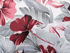 Biante Bavlněný závěs Sandra SA-440 Červeno-šedé květy a listy monstery 150x140 cm
